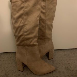 Knee High Boots- Taupe Suede
